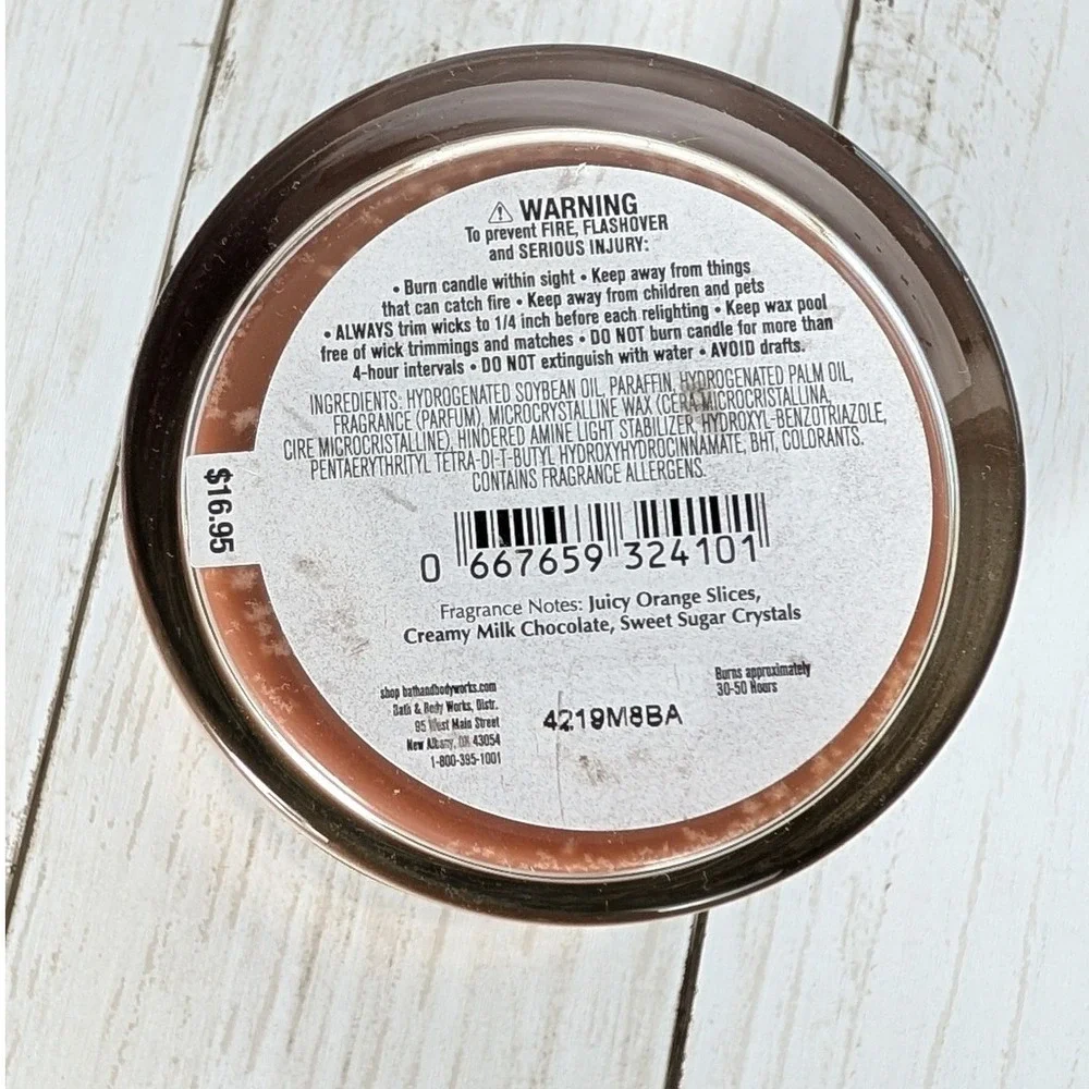 Bath & Body Works Candle 8 oz Chocolate Covered Orange Single Wick Soy Wax Blend